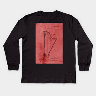 Vintage Rose Harp Patent Kids Long Sleeve T-Shirt